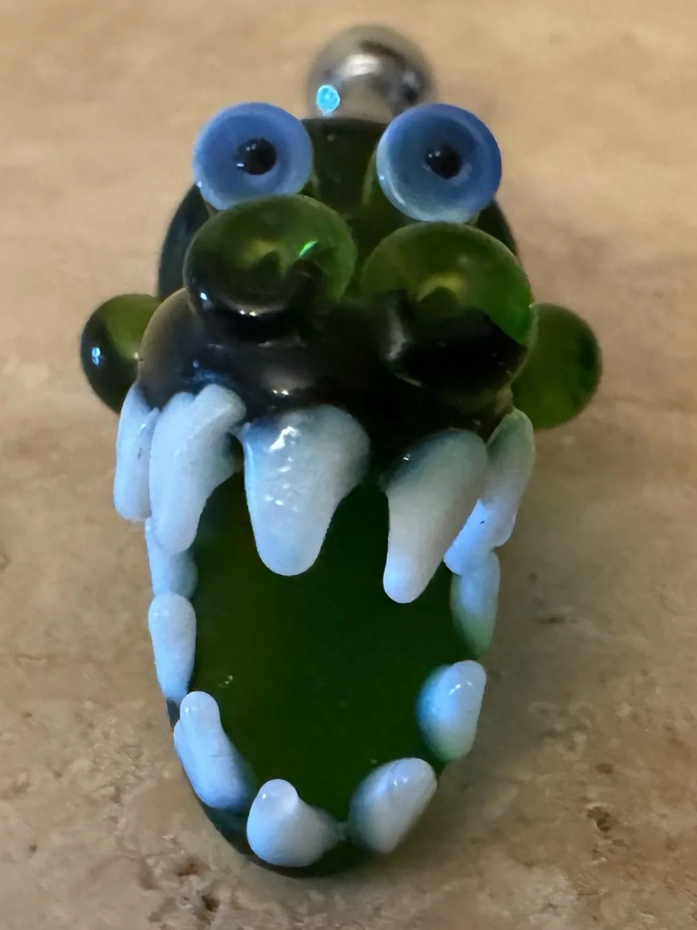 LSArts Alligator Handblown glass bottle stopper.